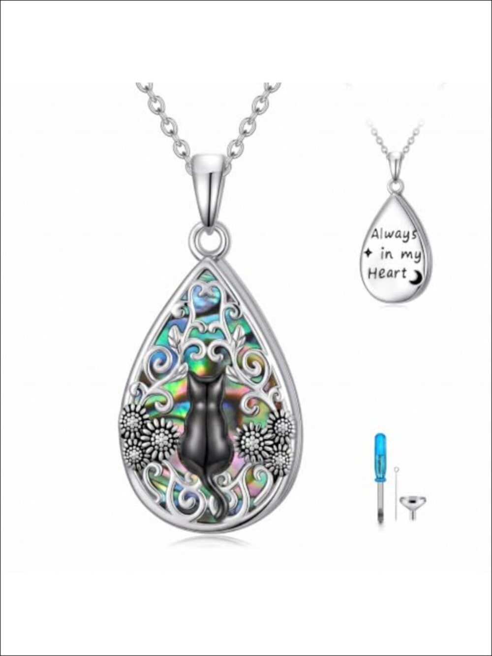 925 Sterling Silver Urn Necklace Butterfly Hummingbird Cremation Pendant